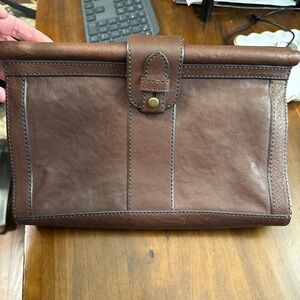Brown Leather Clutch Bag